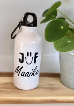 Metalen drinkfles met naam van de juf