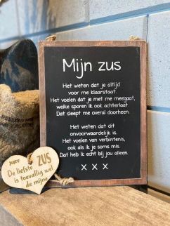 Tekstbord voor lieve zus